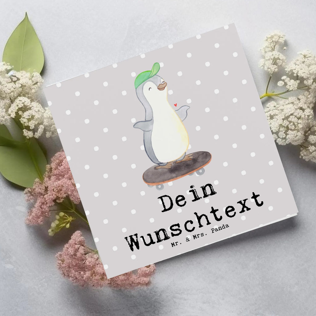 Personalized Deluxe Card penguin skateboarding Grußkarte mit persönlichen Nachrichten, Grußkarte selber drucken, Grußkarte selbst gestalten, Grußkarte als Geldgeschenk, Personalisierte Glückwunschkarte, Personalisierte Karte, Grußkarte mit Namen, Grußkarten personalisiert, Personalisiertere Klappkarte, Personalisierte Grußkarte, Personalisierte Hochzeitskarte, Personalisierte Geburtstagskarte, Personalisierte Einladungskarte, Geschenk, Sport, Sportart, Hobby, Schenken, Danke, Dankeschön, Auszeichnung, Gewinn, Sportler, Skaten, Skateboarden, Skateboard, Skateplatz, Skateboard fahren