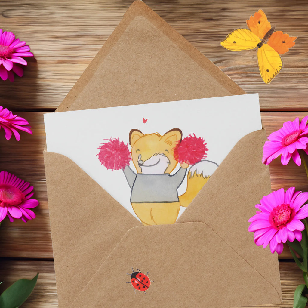 Personalized Deluxe Card Fox cheerleader Personalisierte Karte, Grußkarte selbst gestalten, Personalisierte Hochzeitskarte, Personalisierte Grußkarte, Grußkarte selber drucken, Personalisierte Glückwunschkarte, Personalisierte Einladungskarte, Personalisiertere Klappkarte, Grußkarte als Geldgeschenk, Personalisierte Geburtstagskarte, Grußkarte mit persönlichen Nachrichten, Grußkarten personalisiert, Grußkarte mit Namen, Geschenk, Sport, Sportart, Hobby, Schenken, Danke, Dankeschön, Auszeichnung, Gewinn, Sportler, Cheerleader, Cheerleading, Turniere, Turn Club, Turnen