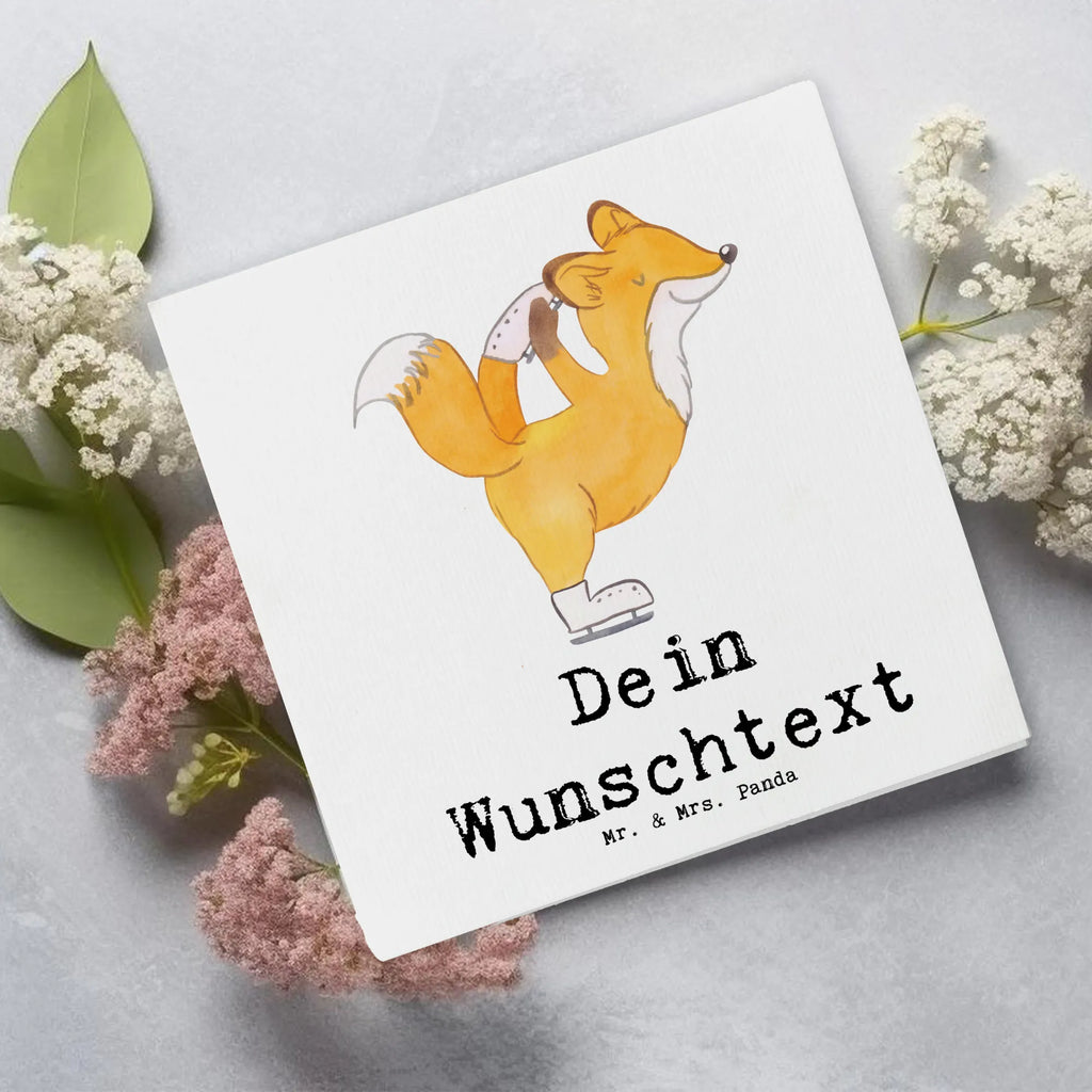 Personalized Deluxe Card Fox figure skater Personalisiertere Klappkarte, Grußkarte selbst gestalten, Personalisierte Hochzeitskarte, Grußkarte mit Namen, Personalisierte Einladungskarte, Personalisierte Glückwunschkarte, Personalisierte Geburtstagskarte, Grußkarte als Geldgeschenk, Personalisierte Grußkarte, Grußkarte selber drucken, Personalisierte Karte, Grußkarten personalisiert, Grußkarte mit persönlichen Nachrichten, Geschenk, Sport, Sportart, Hobby, Schenken, Danke, Dankeschön, Auszeichnung, Gewinn, Sportler, Eiskunstläufer, Eiskunstläuferin, Eiskunst