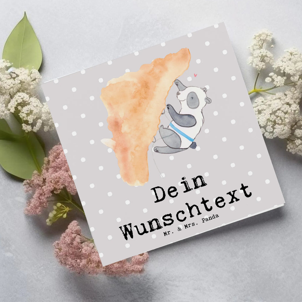 Personalized Deluxe Card panda Climb Grußkarte selber drucken, Grußkarte als Geldgeschenk, Personalisierte Geburtstagskarte, Grußkarte mit Namen, Grußkarte selbst gestalten, Personalisierte Glückwunschkarte, Grußkarte mit persönlichen Nachrichten, Personalisiertere Klappkarte, Personalisierte Grußkarte, Grußkarten personalisiert, Personalisierte Karte, Personalisierte Hochzeitskarte, Personalisierte Einladungskarte, Geschenk, Sport, Sportart, Hobby, Schenken, Danke, Dankeschön, Auszeichnung, Gewinn, Sportler, Kletterhalle, Klettersport, Bouldern, Klettern