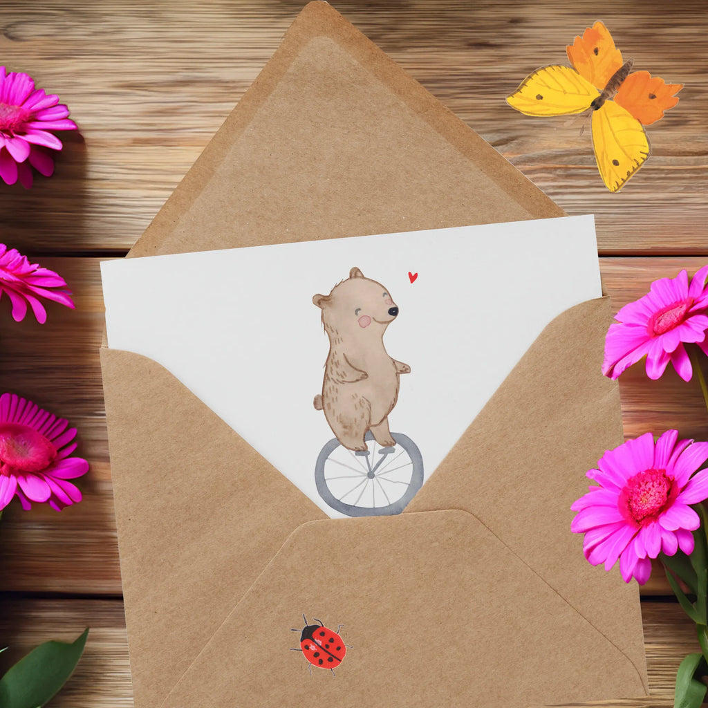 Personalized Deluxe Card bear ride a unicycle Personalisierte Grußkarte, Personalisierte Hochzeitskarte, Personalisiertere Klappkarte, Personalisierte Geburtstagskarte, Personalisierte Einladungskarte, Grußkarte als Geldgeschenk, Personalisierte Karte, Grußkarte selber drucken, Grußkarte mit persönlichen Nachrichten, Grußkarte selbst gestalten, Grußkarte mit Namen, Grußkarten personalisiert, Personalisierte Glückwunschkarte, Geschenk, Sport, Sportart, Hobby, Schenken, Danke, Dankeschön, Auszeichnung, Gewinn, Sportler, Einrad fahren