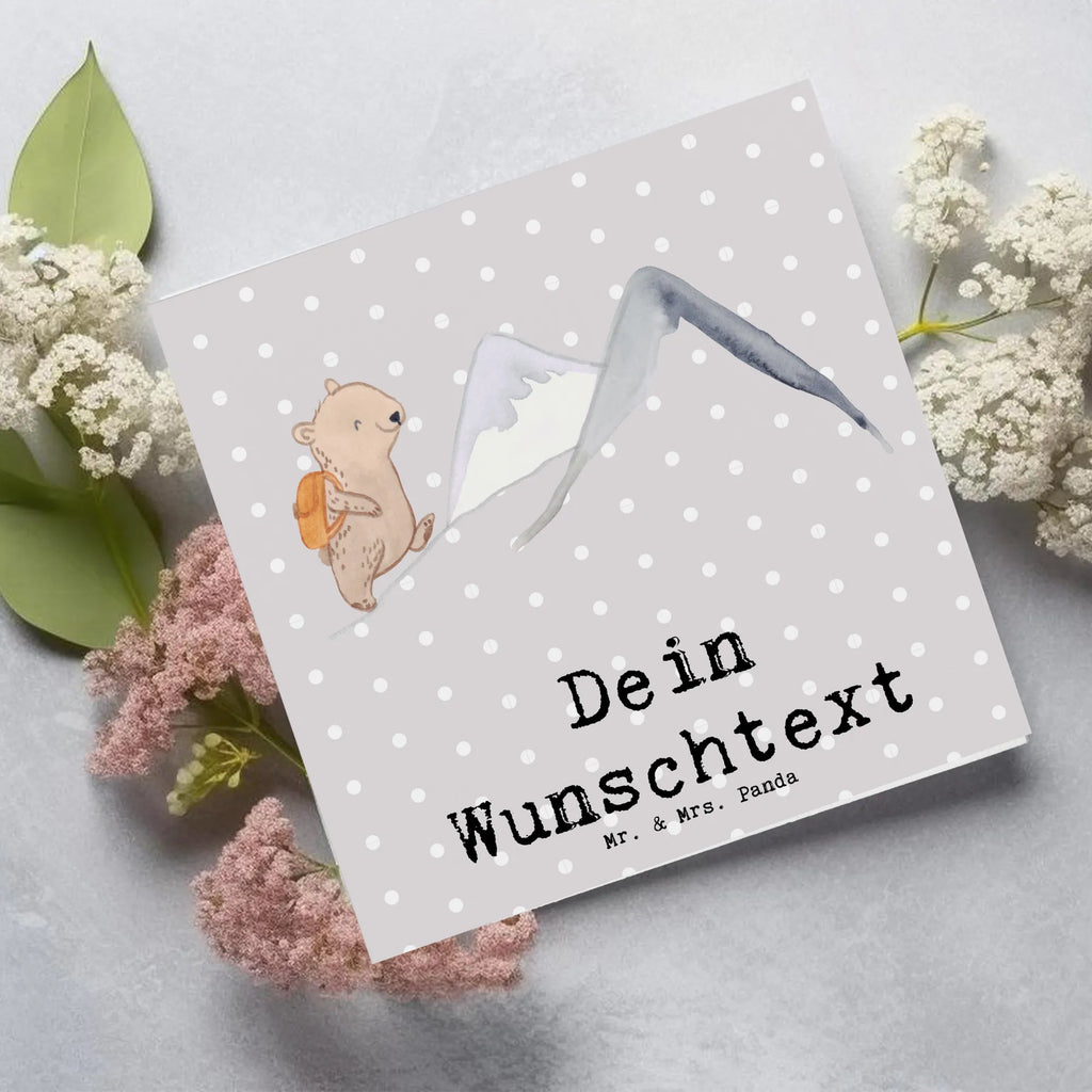 Personalized Deluxe Card bear Rockclimbing Personalisierte Einladungskarte, Grußkarten personalisiert, Personalisiertere Klappkarte, Personalisierte Grußkarte, Grußkarte mit persönlichen Nachrichten, Grußkarte selber drucken, Personalisierte Karte, Grußkarte selbst gestalten, Personalisierte Glückwunschkarte, Personalisierte Hochzeitskarte, Grußkarte als Geldgeschenk, Personalisierte Geburtstagskarte, Grußkarte mit Namen, Geschenk, Sport, Sportart, Hobby, Schenken, Danke, Dankeschön, Auszeichnung, Gewinn, Sportler, Alpinismus, Bergsteigen, wandern, Alpinwandern, Bergsport, Trekking