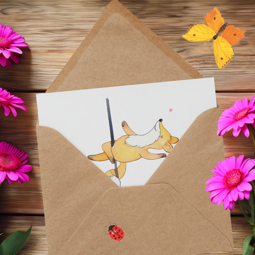 Personalized Deluxe Card Fox Pole Dance Personalisierte Hochzeitskarte, Grußkarte mit Namen, Personalisierte Grußkarte, Grußkarte mit persönlichen Nachrichten, Grußkarte als Geldgeschenk, Personalisierte Glückwunschkarte, Personalisierte Geburtstagskarte, Grußkarten personalisiert, Personalisiertere Klappkarte, Personalisierte Einladungskarte, Grußkarte selbst gestalten, Personalisierte Karte, Grußkarte selber drucken, Geschenk, Sport, Sportart, Hobby, Schenken, Danke, Dankeschön, Auszeichnung, Gewinn, Sportler, Pole Dance, Tanz, Tanzen