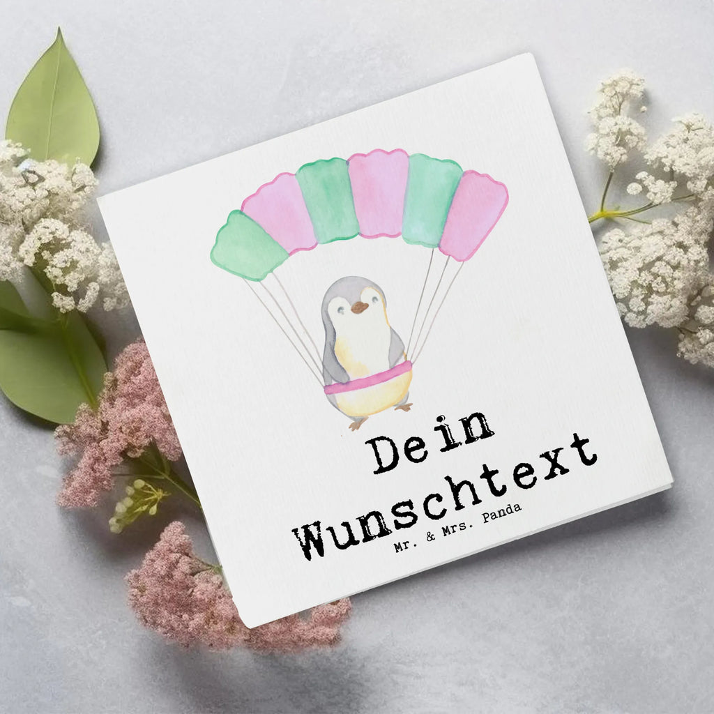 Personalized Deluxe Card penguin parachute jump Personalisierte Karte, Grußkarte mit persönlichen Nachrichten, Grußkarte als Geldgeschenk, Personalisiertere Klappkarte, Grußkarte selber drucken, Personalisierte Glückwunschkarte, Personalisierte Hochzeitskarte, Personalisierte Geburtstagskarte, Personalisierte Grußkarte, Grußkarte mit Namen, Grußkarten personalisiert, Personalisierte Einladungskarte, Grußkarte selbst gestalten, Geschenk, Sport, Sportart, Hobby, Schenken, Danke, Dankeschön, Auszeichnung, Gewinn, Sportler, Fallschirmsprung, Fallschirmspringen, Skydive