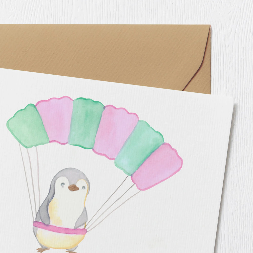 Personalized Deluxe Card penguin parachute jump Personalisierte Karte, Grußkarte mit persönlichen Nachrichten, Grußkarte als Geldgeschenk, Personalisiertere Klappkarte, Grußkarte selber drucken, Personalisierte Glückwunschkarte, Personalisierte Hochzeitskarte, Personalisierte Geburtstagskarte, Personalisierte Grußkarte, Grußkarte mit Namen, Grußkarten personalisiert, Personalisierte Einladungskarte, Grußkarte selbst gestalten, Geschenk, Sport, Sportart, Hobby, Schenken, Danke, Dankeschön, Auszeichnung, Gewinn, Sportler, Fallschirmsprung, Fallschirmspringen, Skydive