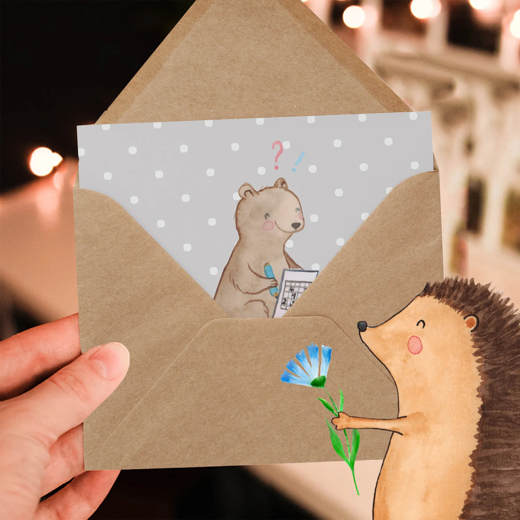 Personalized Deluxe Card bear solve riddles Grußkarte mit persönlichen Nachrichten, Personalisierte Einladungskarte, Personalisierte Geburtstagskarte, Personalisierte Grußkarte, Personalisierte Hochzeitskarte, Grußkarten personalisiert, Grußkarte selber drucken, Personalisierte Glückwunschkarte, Personalisierte Karte, Personalisiertere Klappkarte, Grußkarte mit Namen, Grußkarte als Geldgeschenk, Grußkarte selbst gestalten, Geschenk, Sport, Sportart, Hobby, Schenken, Danke, Dankeschön, Auszeichnung, Gewinn, Sportler, Knobeln, Rätsel lösen, Kreuzworträtsel lösen, Gedächtnissport, Gedächtnistraining