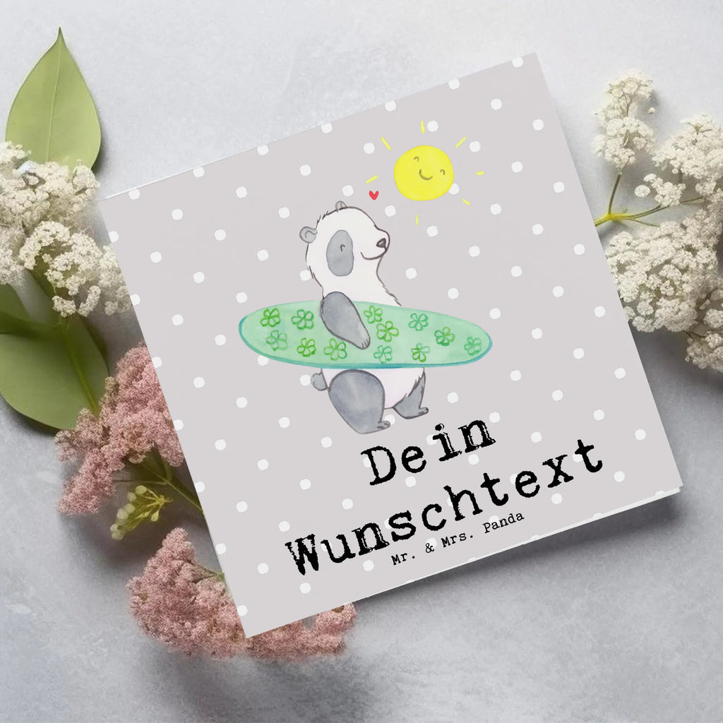 Personalized Deluxe Card panda surfing Personalisierte Geburtstagskarte, Personalisierte Einladungskarte, Grußkarten personalisiert, Personalisierte Grußkarte, Personalisierte Hochzeitskarte, Grußkarte mit persönlichen Nachrichten, Grußkarte selber drucken, Personalisiertere Klappkarte, Grußkarte selbst gestalten, Personalisierte Karte, Grußkarte mit Namen, Personalisierte Glückwunschkarte, Grußkarte als Geldgeschenk, Geschenk, Sport, Sportart, Hobby, Schenken, Danke, Dankeschön, Auszeichnung, Gewinn, Sportler, Surfen, Wellenreiten, Surfschule