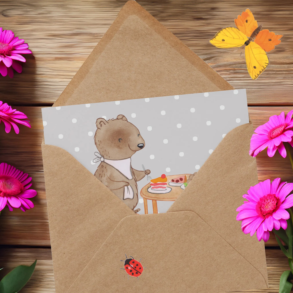 Personalisierte Deluxe Karte Bär Essen gehen Grußkarte mit persönlichen Nachrichten, Personalisierte Einladungskarte, Personalisierte Glückwunschkarte, Personalisierte Karte, Grußkarte selber drucken, Grußkarten personalisiert, Grußkarte selbst gestalten, Personalisierte Geburtstagskarte, Grußkarte mit Namen, Personalisierte Grußkarte, Personalisierte Hochzeitskarte, Personalisiertere Klappkarte, Grußkarte als Geldgeschenk, Geschenk, Sport, Sportart, Hobby, Schenken, Danke, Dankeschön, Auszeichnung, Gewinn, Sportler, Essen, Restaurant, Essen gehen, Restaurantbesuch