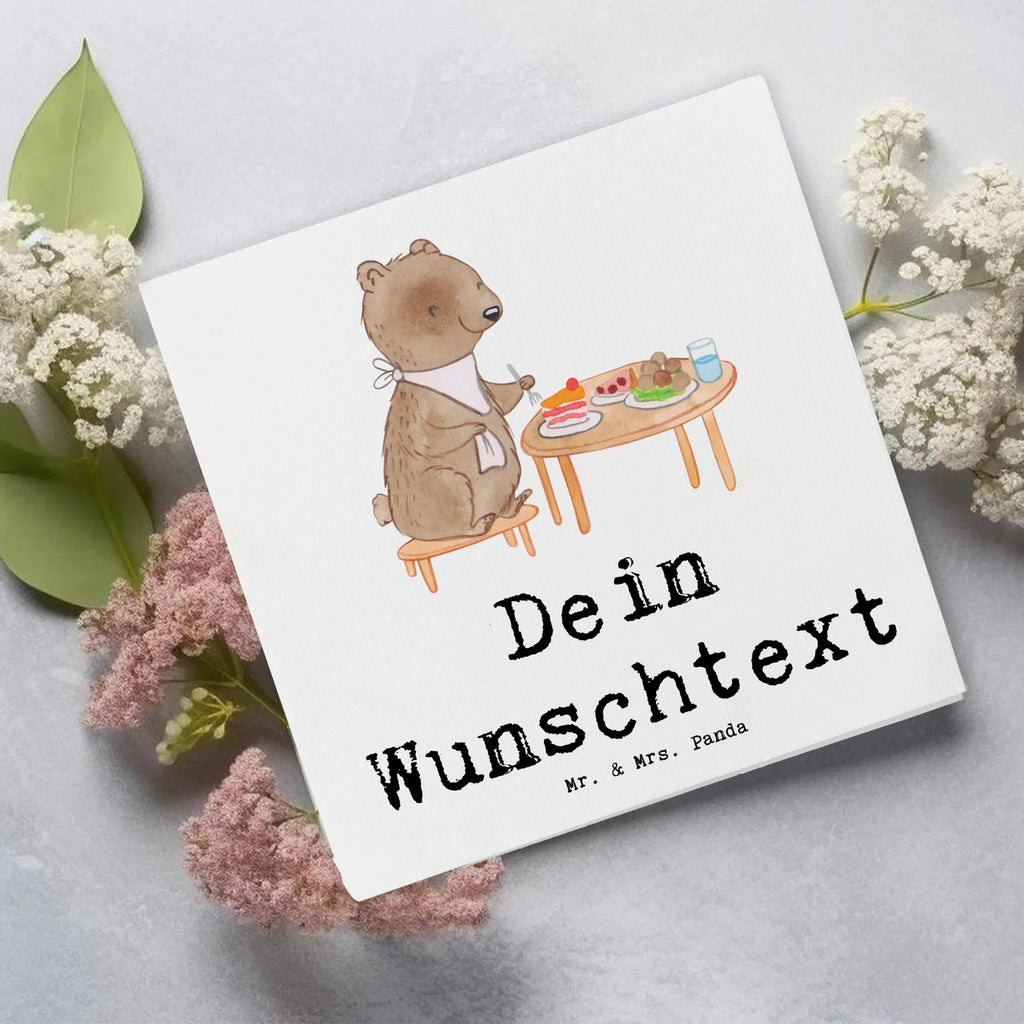 Personalisierte Deluxe Karte Bär Essen gehen Grußkarte mit persönlichen Nachrichten, Personalisierte Einladungskarte, Personalisierte Glückwunschkarte, Personalisierte Karte, Grußkarte selber drucken, Grußkarten personalisiert, Grußkarte selbst gestalten, Personalisierte Geburtstagskarte, Grußkarte mit Namen, Personalisierte Grußkarte, Personalisierte Hochzeitskarte, Personalisiertere Klappkarte, Grußkarte als Geldgeschenk, Geschenk, Sport, Sportart, Hobby, Schenken, Danke, Dankeschön, Auszeichnung, Gewinn, Sportler, Essen, Restaurant, Essen gehen, Restaurantbesuch