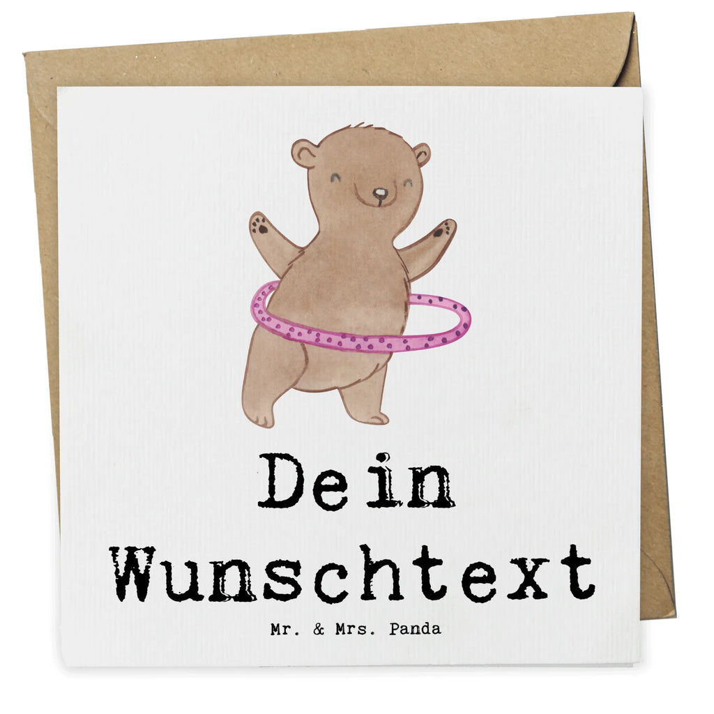 Personalisierte Deluxe Karte Bär Hula Hoop Grußkarte als Geldgeschenk, Personalisierte Hochzeitskarte, Personalisierte Einladungskarte, Personalisierte Grußkarte, Grußkarte selber drucken, Personalisiertere Klappkarte, Personalisierte Karte, Personalisierte Glückwunschkarte, Grußkarte mit Namen, Personalisierte Geburtstagskarte, Grußkarte selbst gestalten, Grußkarte mit persönlichen Nachrichten, Grußkarten personalisiert, Geschenk, Sport, Sportart, Hobby, Schenken, Danke, Dankeschön, Auszeichnung, Gewinn, Sportler, Hula Hoop, Fitness, Training