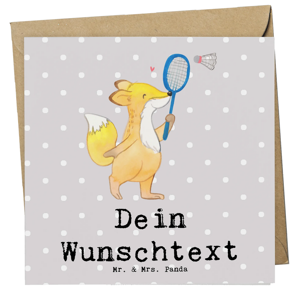 Personalized Deluxe Card Fox play badminton Grußkarte mit persönlichen Nachrichten, Grußkarte mit Namen, Personalisierte Glückwunschkarte, Personalisierte Grußkarte, Grußkarte selbst gestalten, Grußkarte als Geldgeschenk, Grußkarte selber drucken, Personalisierte Karte, Personalisierte Geburtstagskarte, Grußkarten personalisiert, Personalisiertere Klappkarte, Personalisierte Einladungskarte, Personalisierte Hochzeitskarte, Geschenk, Sport, Sportart, Hobby, Schenken, Danke, Dankeschön, Auszeichnung, Gewinn, Sportler, Badminton, Federball spielen