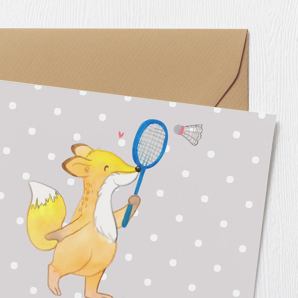 Personalized Deluxe Card Fox play badminton Grußkarte mit persönlichen Nachrichten, Grußkarte mit Namen, Personalisierte Glückwunschkarte, Personalisierte Grußkarte, Grußkarte selbst gestalten, Grußkarte als Geldgeschenk, Grußkarte selber drucken, Personalisierte Karte, Personalisierte Geburtstagskarte, Grußkarten personalisiert, Personalisiertere Klappkarte, Personalisierte Einladungskarte, Personalisierte Hochzeitskarte, Geschenk, Sport, Sportart, Hobby, Schenken, Danke, Dankeschön, Auszeichnung, Gewinn, Sportler, Badminton, Federball spielen