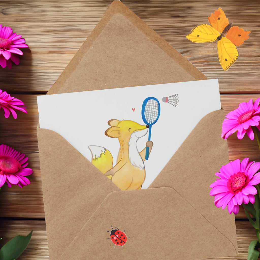 Personalized Deluxe Card Fox play badminton Grußkarte mit persönlichen Nachrichten, Grußkarte mit Namen, Personalisierte Glückwunschkarte, Personalisierte Grußkarte, Grußkarte selbst gestalten, Grußkarte als Geldgeschenk, Grußkarte selber drucken, Personalisierte Karte, Personalisierte Geburtstagskarte, Grußkarten personalisiert, Personalisiertere Klappkarte, Personalisierte Einladungskarte, Personalisierte Hochzeitskarte, Geschenk, Sport, Sportart, Hobby, Schenken, Danke, Dankeschön, Auszeichnung, Gewinn, Sportler, Badminton, Federball spielen