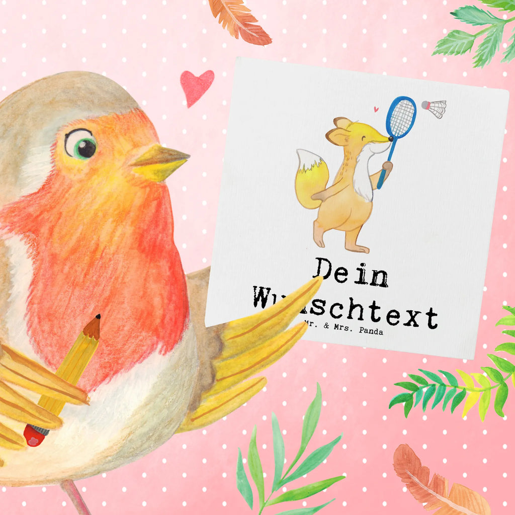 Personalized Deluxe Card Fox play badminton Grußkarte mit persönlichen Nachrichten, Grußkarte mit Namen, Personalisierte Glückwunschkarte, Personalisierte Grußkarte, Grußkarte selbst gestalten, Grußkarte als Geldgeschenk, Grußkarte selber drucken, Personalisierte Karte, Personalisierte Geburtstagskarte, Grußkarten personalisiert, Personalisiertere Klappkarte, Personalisierte Einladungskarte, Personalisierte Hochzeitskarte, Geschenk, Sport, Sportart, Hobby, Schenken, Danke, Dankeschön, Auszeichnung, Gewinn, Sportler, Badminton, Federball spielen
