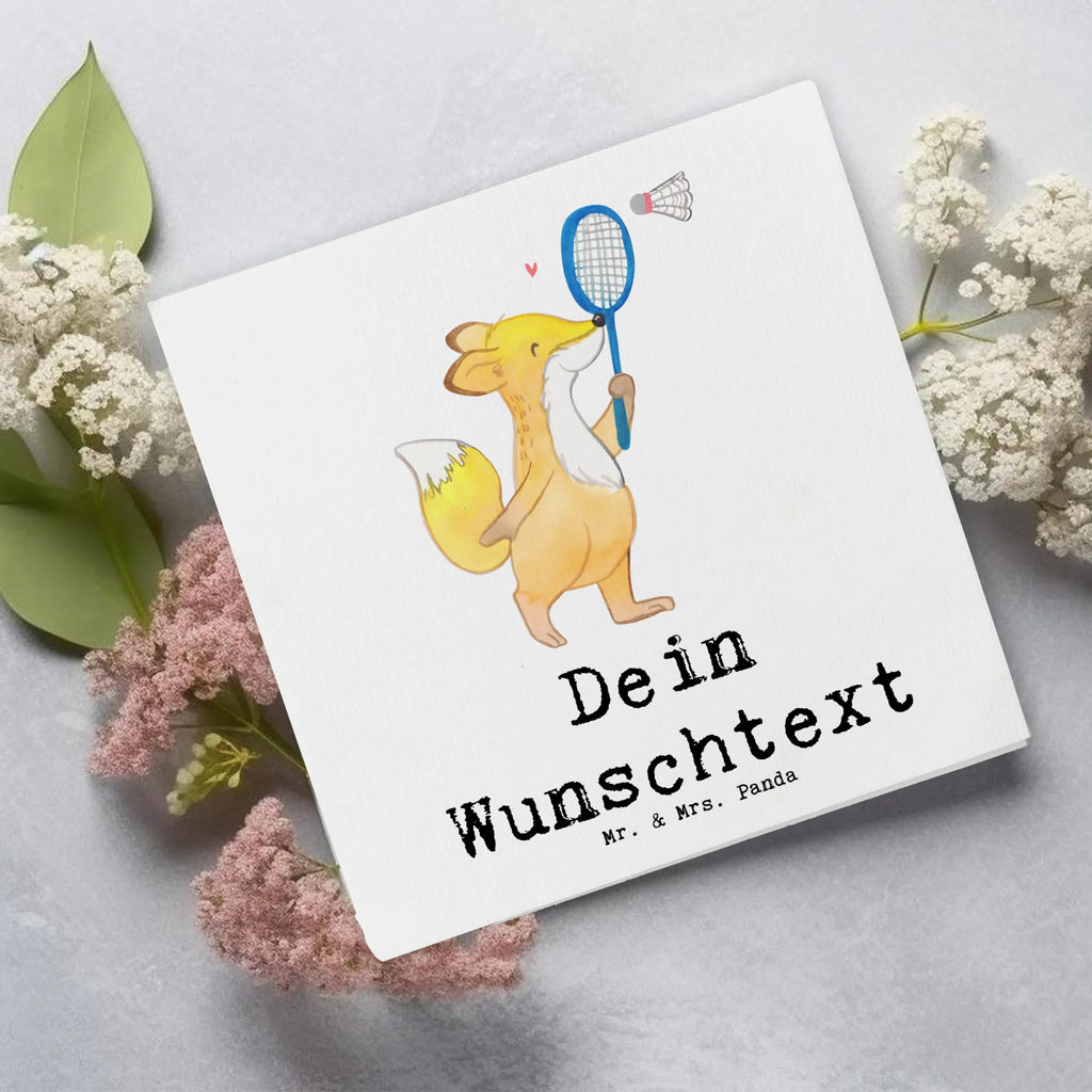 Personalized Deluxe Card Fox play badminton Grußkarte mit persönlichen Nachrichten, Grußkarte mit Namen, Personalisierte Glückwunschkarte, Personalisierte Grußkarte, Grußkarte selbst gestalten, Grußkarte als Geldgeschenk, Grußkarte selber drucken, Personalisierte Karte, Personalisierte Geburtstagskarte, Grußkarten personalisiert, Personalisiertere Klappkarte, Personalisierte Einladungskarte, Personalisierte Hochzeitskarte, Geschenk, Sport, Sportart, Hobby, Schenken, Danke, Dankeschön, Auszeichnung, Gewinn, Sportler, Badminton, Federball spielen