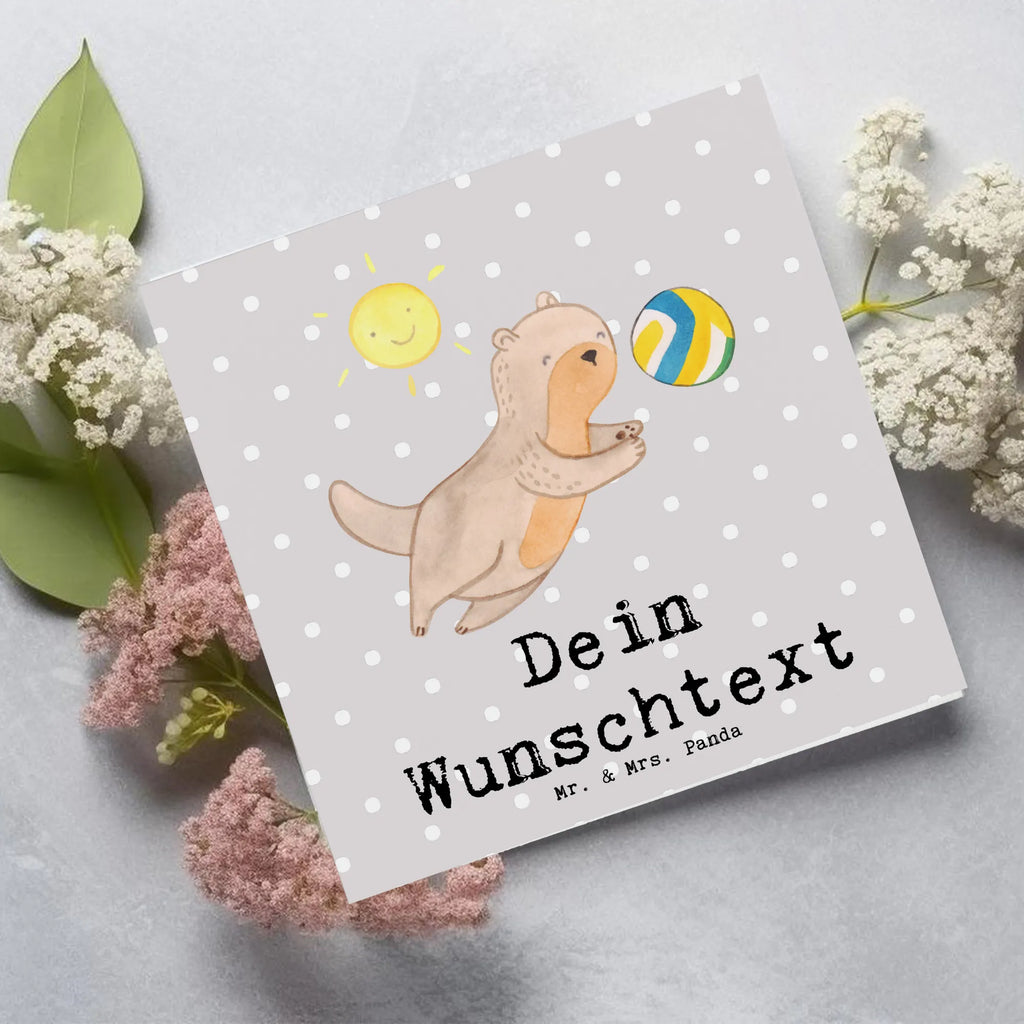 Personalized Deluxe Card otter beach volleyball Grußkarte selbst gestalten, Grußkarten personalisiert, Personalisierte Geburtstagskarte, Personalisierte Grußkarte, Personalisiertere Klappkarte, Personalisierte Einladungskarte, Personalisierte Karte, Personalisierte Hochzeitskarte, Grußkarte selber drucken, Grußkarte mit Namen, Personalisierte Glückwunschkarte, Grußkarte als Geldgeschenk, Grußkarte mit persönlichen Nachrichten, Geschenk, Sport, Sportart, Hobby, Schenken, Danke, Dankeschön, Auszeichnung, Gewinn, Sportler, Volleyball, Beachvolleyball, Volleyballturnier, Ballsport