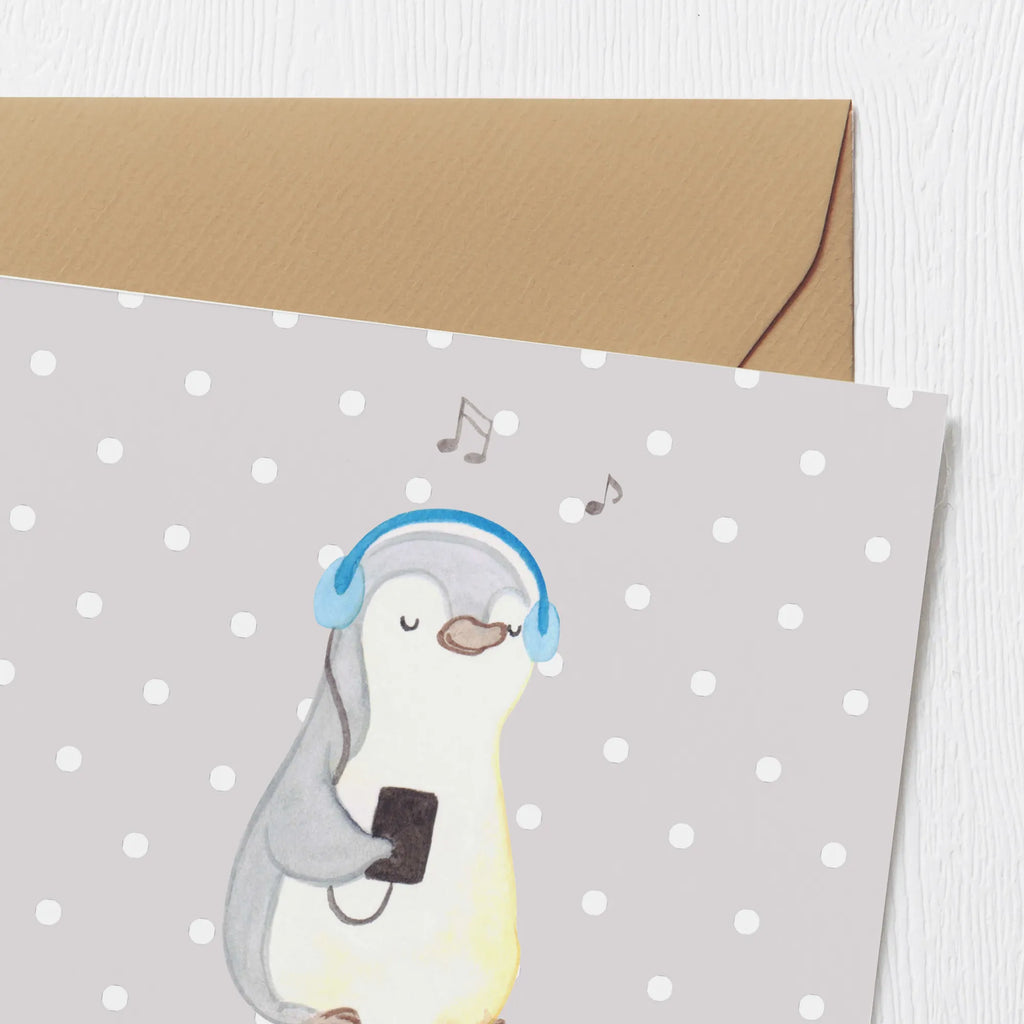 Personalisierte Deluxe Karte Pinguin Musik hören Grußkarten personalisiert, Grußkarte mit Namen, Personalisierte Hochzeitskarte, Personalisiertere Klappkarte, Grußkarte als Geldgeschenk, Personalisierte Karte, Personalisierte Geburtstagskarte, Personalisierte Grußkarte, Grußkarte selber drucken, Grußkarte selbst gestalten, Personalisierte Glückwunschkarte, Grußkarte mit persönlichen Nachrichten, Personalisierte Einladungskarte, Geschenk, Sport, Sportart, Hobby, Schenken, Danke, Dankeschön, Auszeichnung, Gewinn, Sportler, Lieblingssong, Musik hören
