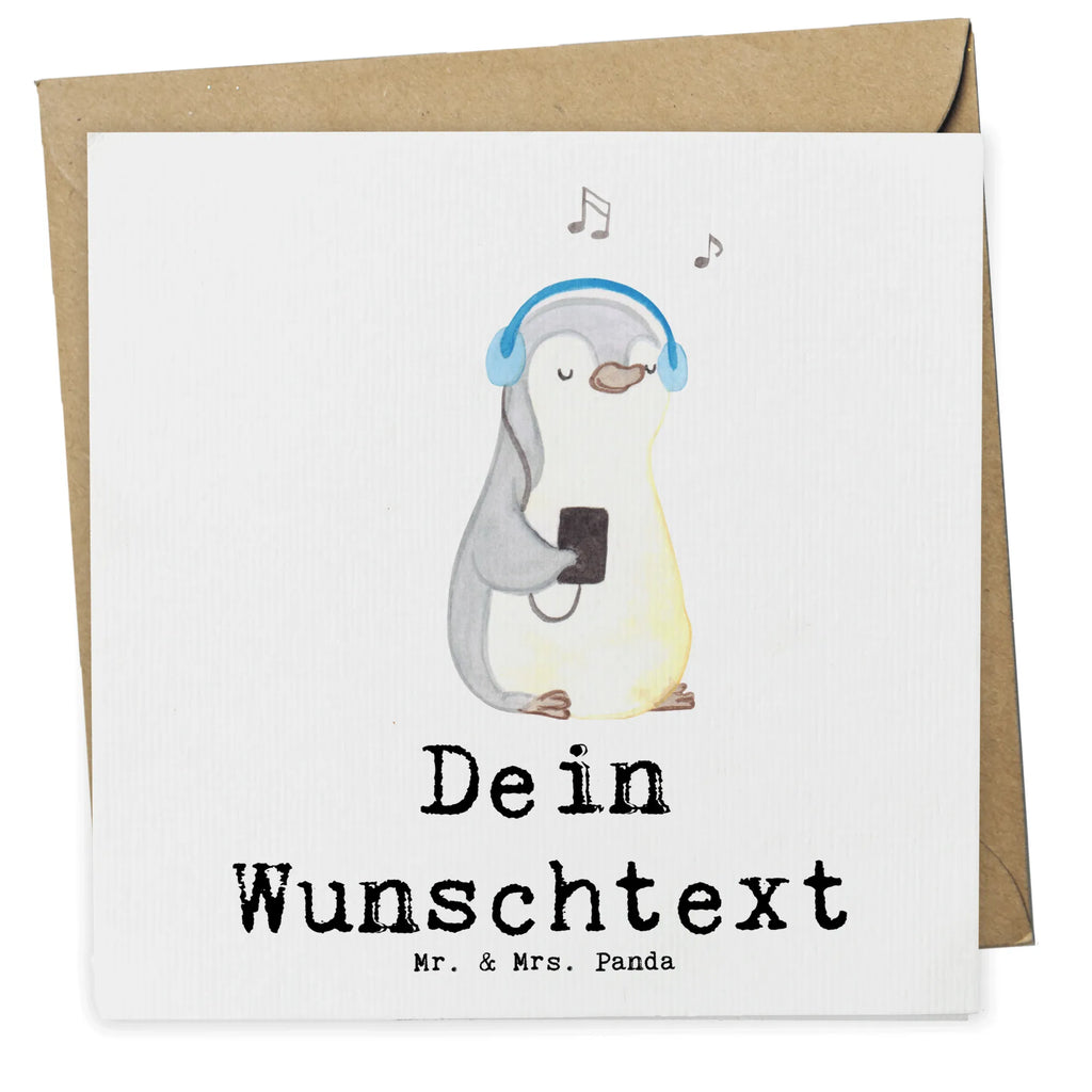 Personalisierte Deluxe Karte Pinguin Musik hören Grußkarten personalisiert, Grußkarte mit Namen, Personalisierte Hochzeitskarte, Personalisiertere Klappkarte, Grußkarte als Geldgeschenk, Personalisierte Karte, Personalisierte Geburtstagskarte, Personalisierte Grußkarte, Grußkarte selber drucken, Grußkarte selbst gestalten, Personalisierte Glückwunschkarte, Grußkarte mit persönlichen Nachrichten, Personalisierte Einladungskarte, Geschenk, Sport, Sportart, Hobby, Schenken, Danke, Dankeschön, Auszeichnung, Gewinn, Sportler, Lieblingssong, Musik hören