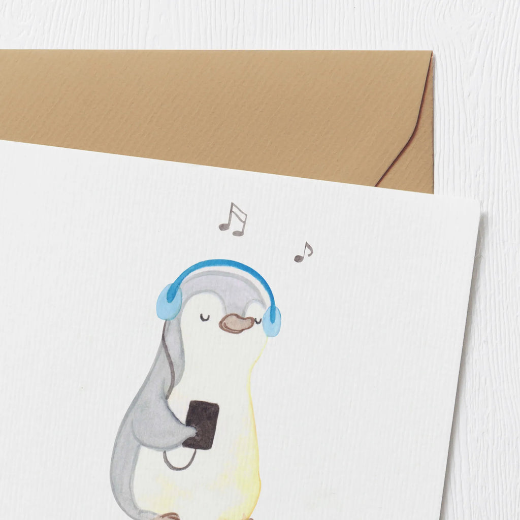 Personalisierte Deluxe Karte Pinguin Musik hören Grußkarten personalisiert, Grußkarte mit Namen, Personalisierte Hochzeitskarte, Personalisiertere Klappkarte, Grußkarte als Geldgeschenk, Personalisierte Karte, Personalisierte Geburtstagskarte, Personalisierte Grußkarte, Grußkarte selber drucken, Grußkarte selbst gestalten, Personalisierte Glückwunschkarte, Grußkarte mit persönlichen Nachrichten, Personalisierte Einladungskarte, Geschenk, Sport, Sportart, Hobby, Schenken, Danke, Dankeschön, Auszeichnung, Gewinn, Sportler, Lieblingssong, Musik hören