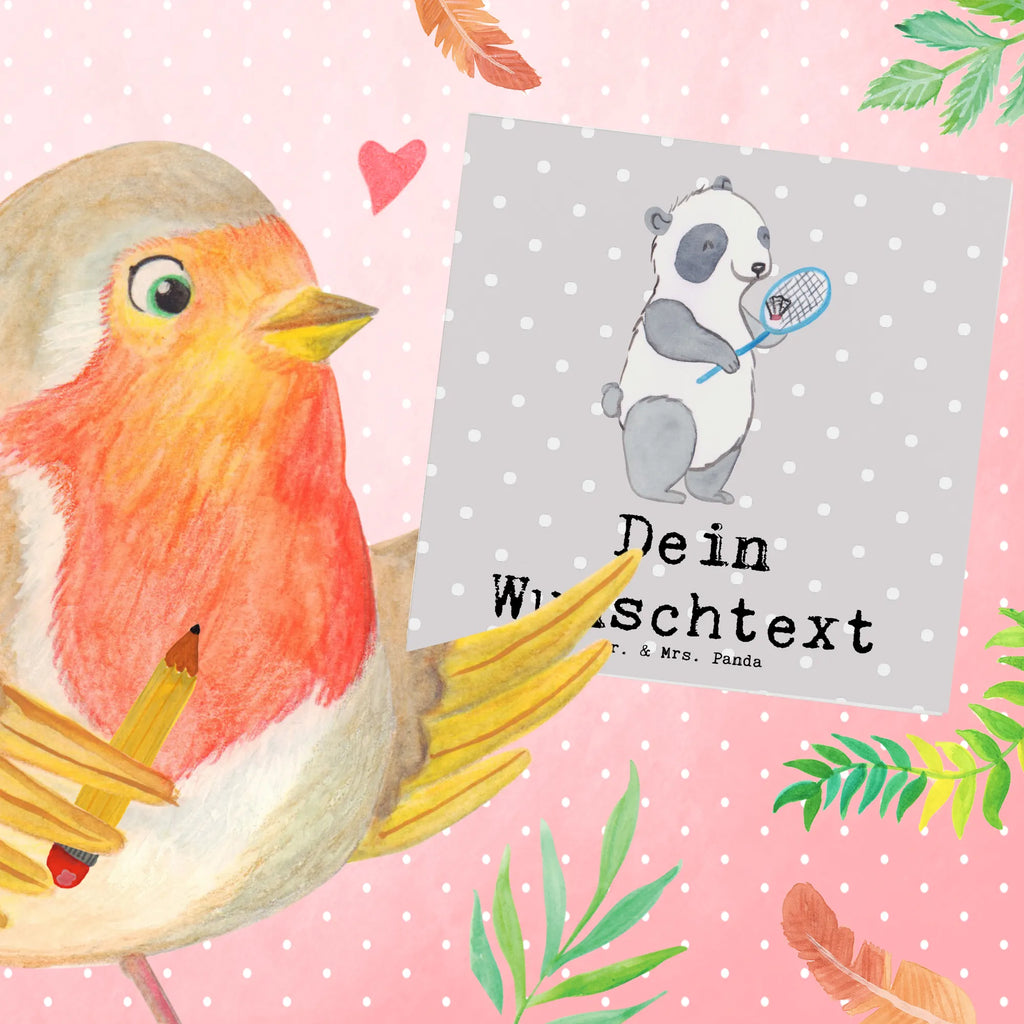 Personalized Deluxe Card panda badminton Grußkarte mit Namen, Personalisierte Grußkarte, Grußkarten personalisiert, Grußkarte als Geldgeschenk, Grußkarte mit persönlichen Nachrichten, Personalisierte Einladungskarte, Personalisierte Geburtstagskarte, Personalisierte Hochzeitskarte, Grußkarte selbst gestalten, Personalisiertere Klappkarte, Personalisierte Glückwunschkarte, Personalisierte Karte, Grußkarte selber drucken, Geschenk, Sport, Sportart, Hobby, Schenken, Danke, Dankeschön, Auszeichnung, Gewinn, Sportler, Badminton, Badminton spielen