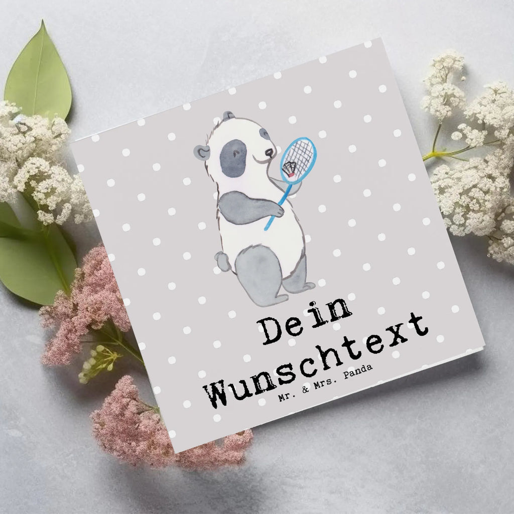 Personalized Deluxe Card panda badminton Grußkarte mit Namen, Personalisierte Grußkarte, Grußkarten personalisiert, Grußkarte als Geldgeschenk, Grußkarte mit persönlichen Nachrichten, Personalisierte Einladungskarte, Personalisierte Geburtstagskarte, Personalisierte Hochzeitskarte, Grußkarte selbst gestalten, Personalisiertere Klappkarte, Personalisierte Glückwunschkarte, Personalisierte Karte, Grußkarte selber drucken, Geschenk, Sport, Sportart, Hobby, Schenken, Danke, Dankeschön, Auszeichnung, Gewinn, Sportler, Badminton, Badminton spielen