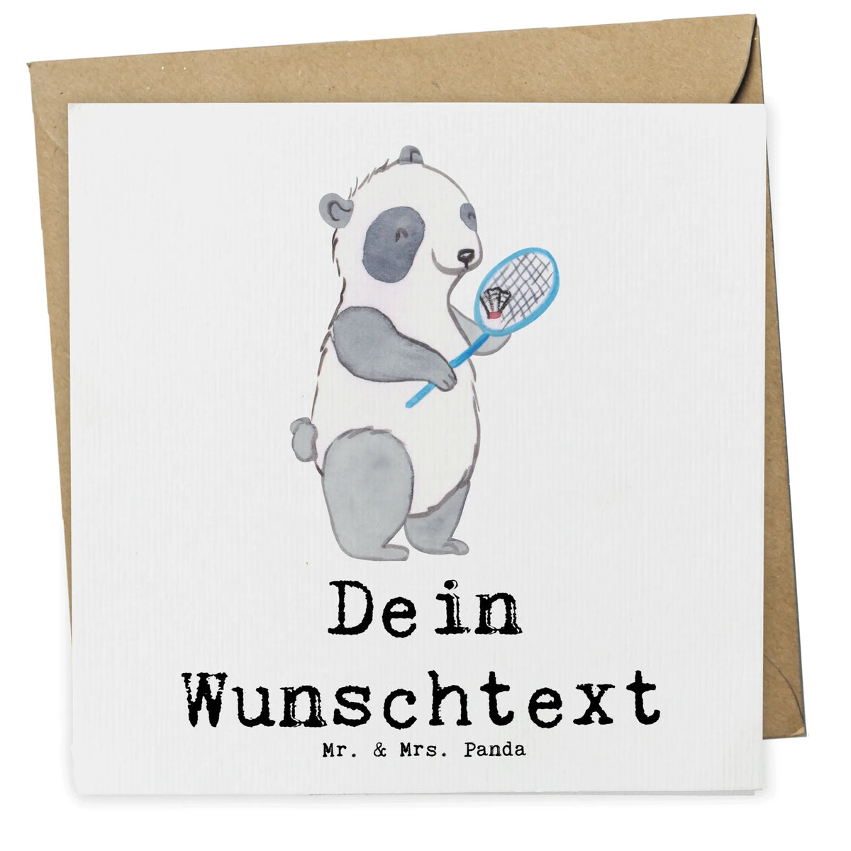 Personalized Deluxe Card panda badminton Gift, giving, thank you, award, profit, athlete, play badminton