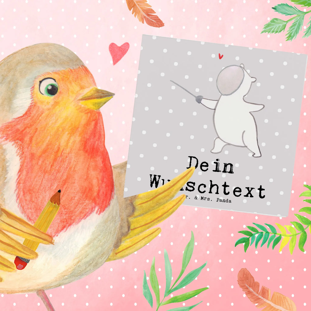 Personalized Deluxe Card panda fencing Grußkarte selbst gestalten, Personalisierte Grußkarte, Personalisierte Hochzeitskarte, Grußkarten personalisiert, Personalisierte Geburtstagskarte, Grußkarte selber drucken, Personalisiertere Klappkarte, Grußkarte mit persönlichen Nachrichten, Personalisierte Karte, Personalisierte Einladungskarte, Personalisierte Glückwunschkarte, Grußkarte mit Namen, Grußkarte als Geldgeschenk, Geschenk, Sport, Sportart, Hobby, Schenken, Danke, Dankeschön, Auszeichnung, Gewinn, Sportler, Fecht Verein, Fechten, Fechter Bund, Fecht Club