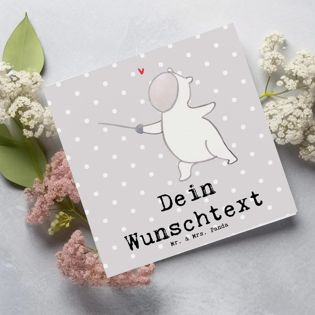 Personalized Deluxe Card panda fencing Grußkarte selbst gestalten, Personalisierte Grußkarte, Personalisierte Hochzeitskarte, Grußkarten personalisiert, Personalisierte Geburtstagskarte, Grußkarte selber drucken, Personalisiertere Klappkarte, Grußkarte mit persönlichen Nachrichten, Personalisierte Karte, Personalisierte Einladungskarte, Personalisierte Glückwunschkarte, Grußkarte mit Namen, Grußkarte als Geldgeschenk, Geschenk, Sport, Sportart, Hobby, Schenken, Danke, Dankeschön, Auszeichnung, Gewinn, Sportler, Fecht Verein, Fechten, Fechter Bund, Fecht Club