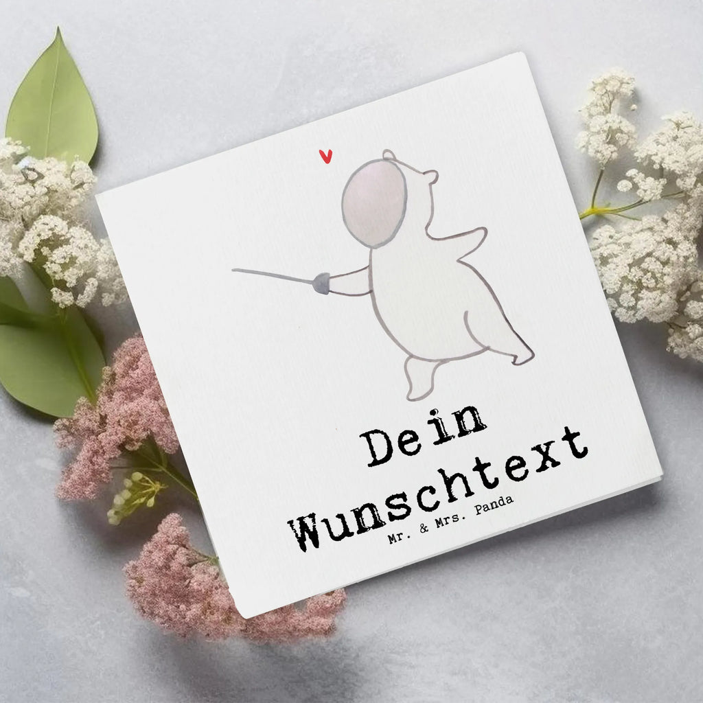 Personalized Deluxe Card panda fencing Grußkarte selbst gestalten, Personalisierte Grußkarte, Personalisierte Hochzeitskarte, Grußkarten personalisiert, Personalisierte Geburtstagskarte, Grußkarte selber drucken, Personalisiertere Klappkarte, Grußkarte mit persönlichen Nachrichten, Personalisierte Karte, Personalisierte Einladungskarte, Personalisierte Glückwunschkarte, Grußkarte mit Namen, Grußkarte als Geldgeschenk, Geschenk, Sport, Sportart, Hobby, Schenken, Danke, Dankeschön, Auszeichnung, Gewinn, Sportler, Fecht Verein, Fechten, Fechter Bund, Fecht Club