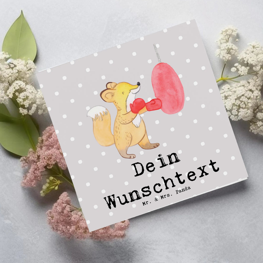 Personalized Deluxe Card Fox boxing Personalisierte Hochzeitskarte, Personalisierte Grußkarte, Grußkarte mit persönlichen Nachrichten, Grußkarte mit Namen, Personalisiertere Klappkarte, Personalisierte Geburtstagskarte, Grußkarte selbst gestalten, Personalisierte Karte, Grußkarte selber drucken, Personalisierte Einladungskarte, Grußkarten personalisiert, Personalisierte Glückwunschkarte, Grußkarte als Geldgeschenk, Geschenk, Sport, Sportart, Hobby, Schenken, Danke, Dankeschön, Auszeichnung, Gewinn, Sportler, Boxkampf, Boxtraining, Boxen