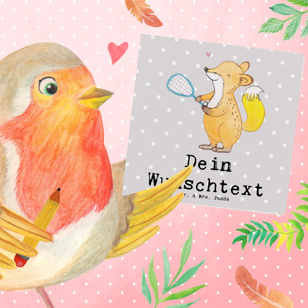 Personalisierte Deluxe Karte Fuchs Squash spielen Grußkarte selbst gestalten, Grußkarte selber drucken, Personalisiertere Klappkarte, Personalisierte Glückwunschkarte, Personalisierte Hochzeitskarte, Grußkarte als Geldgeschenk, Personalisierte Karte, Grußkarte mit Namen, Personalisierte Grußkarte, Personalisierte Einladungskarte, Grußkarten personalisiert, Grußkarte mit persönlichen Nachrichten, Personalisierte Geburtstagskarte, Geschenk, Sport, Sportart, Hobby, Schenken, Danke, Dankeschön, Auszeichnung, Gewinn, Sportler, Squash spielen, Ballsport, Squashhalle