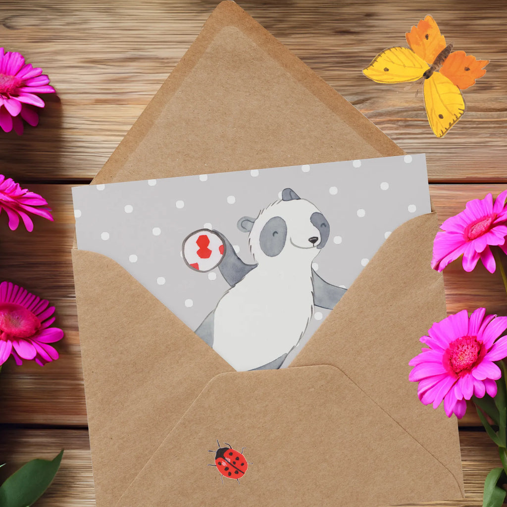 Personalized Deluxe Card panda playing handball Grußkarte als Geldgeschenk, Grußkarten personalisiert, Grußkarte mit Namen, Personalisiertere Klappkarte, Personalisierte Grußkarte, Grußkarte selber drucken, Personalisierte Einladungskarte, Personalisierte Glückwunschkarte, Personalisierte Geburtstagskarte, Personalisierte Hochzeitskarte, Grußkarte mit persönlichen Nachrichten, Personalisierte Karte, Grußkarte selbst gestalten, Geschenk, Sport, Sportart, Hobby, Schenken, Danke, Dankeschön, Auszeichnung, Gewinn, Sportler, Handball spielen, Handball Turnier, Handball Verein, Handball Club