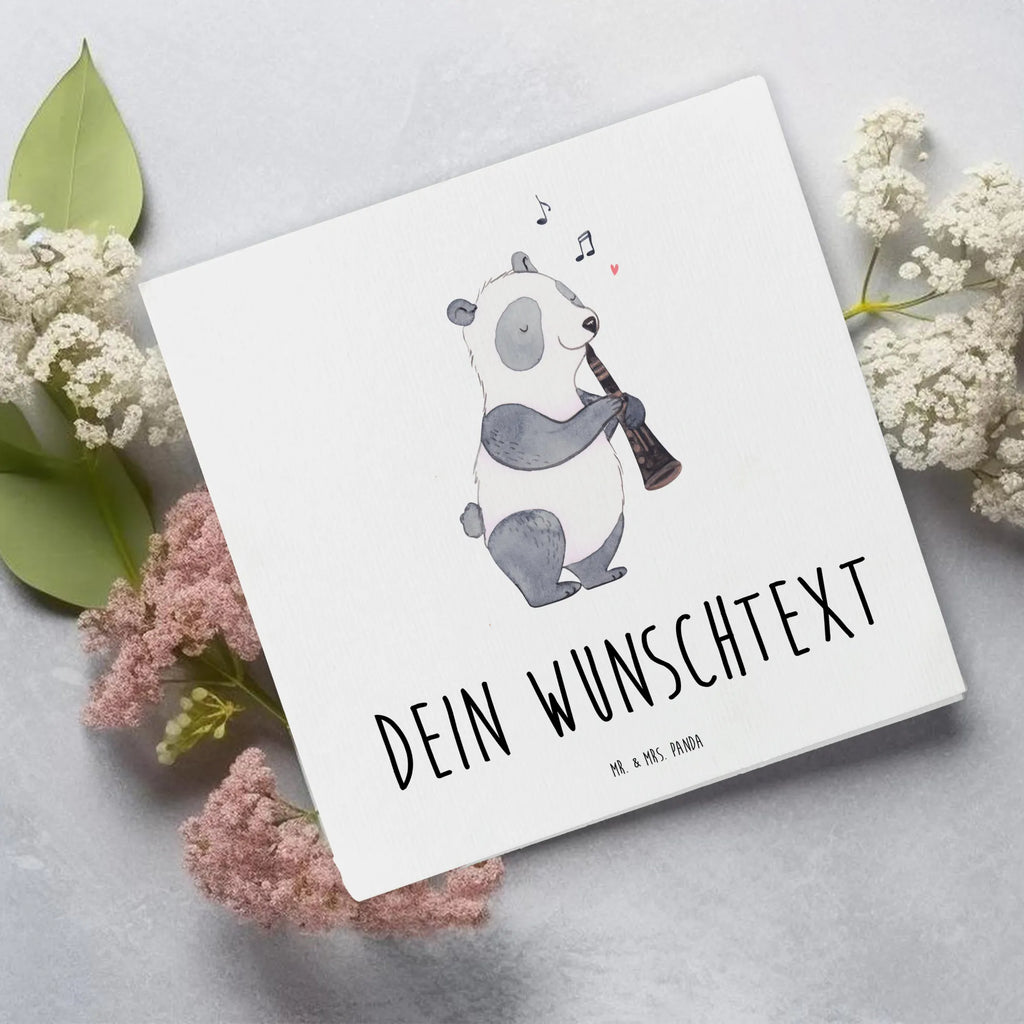 Personalized Deluxe Card Panda clarinet Personalisiertere Klappkarte, Grußkarte selbst gestalten, Grußkarten personalisiert, Grußkarte als Geldgeschenk, Personalisierte Grußkarte, Grußkarte selber drucken, Personalisierte Geburtstagskarte, Personalisierte Glückwunschkarte, Personalisierte Einladungskarte, Grußkarte mit Namen, Personalisierte Hochzeitskarte, Personalisierte Karte, Grußkarte mit persönlichen Nachrichten, Instrumente, Geschenke Musiker, Musikliebhaber, Holzblasinstrument, Panda, Orchester, Klarinette, Ensemble, Klassik