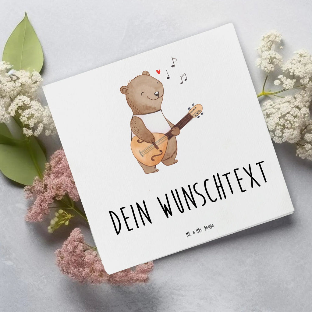 Personalisierte Deluxe Karte Bär Mandoline Personalisierte Grußkarte, Personalisierte Einladungskarte, Grußkarte selber drucken, Personalisiertere Klappkarte, Personalisierte Hochzeitskarte, Grußkarte als Geldgeschenk, Personalisierte Glückwunschkarte, Personalisierte Geburtstagskarte, Grußkarte selbst gestalten, Grußkarte mit persönlichen Nachrichten, Personalisierte Karte, Grußkarte mit Namen, Grußkarten personalisiert, Instrumente, Geschenke Musiker, Musikliebhaber, Bär, Mandoline, Saiteninstrument, Barock, Zupfinstrument, Klassik