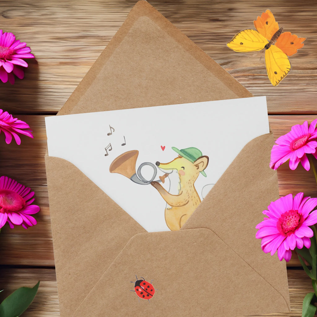 Personalized Deluxe Card Fox hunting horn Personalisierte Einladungskarte, Personalisierte Grußkarte, Grußkarte als Geldgeschenk, Personalisierte Geburtstagskarte, Grußkarten personalisiert, Personalisierte Glückwunschkarte, Grußkarte mit persönlichen Nachrichten, Personalisiertere Klappkarte, Grußkarte mit Namen, Grußkarte selber drucken, Personalisierte Hochzeitskarte, Grußkarte selbst gestalten, Personalisierte Karte, Instrumente, Geschenke Musiker, Musikliebhaber, Fuchs, Blasinstrument, Horn, Jagdhorn, Jagd, Blechblasinstrument