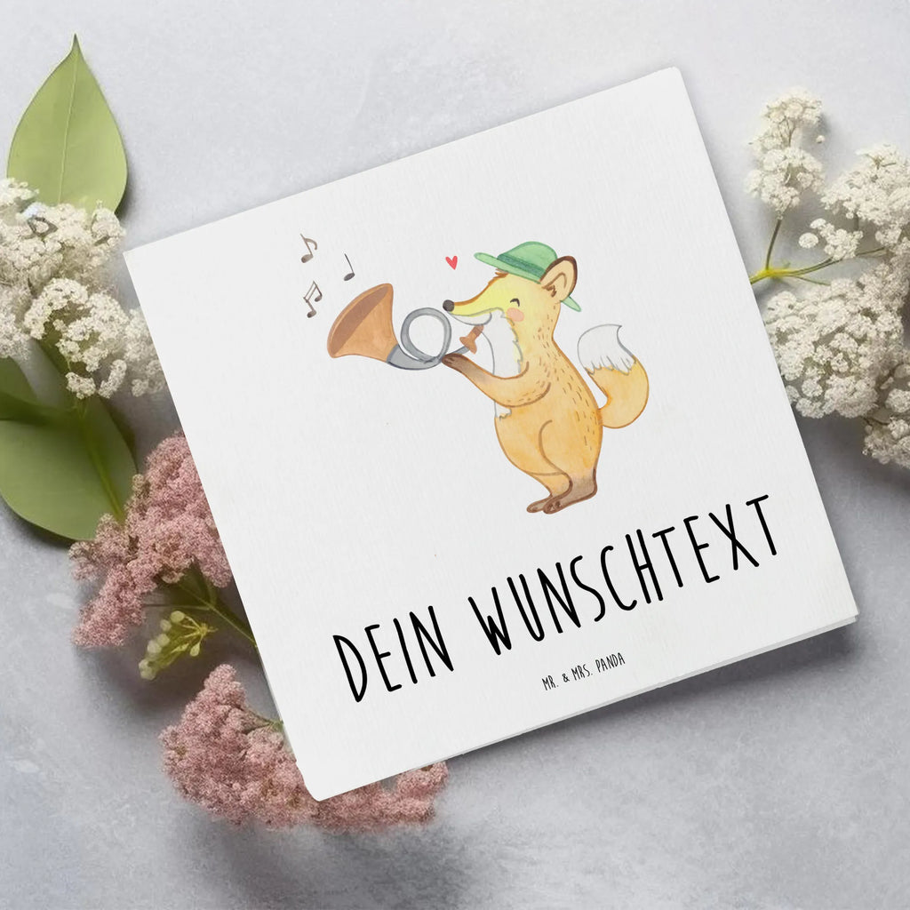 Personalized Deluxe Card Fox hunting horn Personalisierte Einladungskarte, Personalisierte Grußkarte, Grußkarte als Geldgeschenk, Personalisierte Geburtstagskarte, Grußkarten personalisiert, Personalisierte Glückwunschkarte, Grußkarte mit persönlichen Nachrichten, Personalisiertere Klappkarte, Grußkarte mit Namen, Grußkarte selber drucken, Personalisierte Hochzeitskarte, Grußkarte selbst gestalten, Personalisierte Karte, Instrumente, Geschenke Musiker, Musikliebhaber, Fuchs, Blasinstrument, Horn, Jagdhorn, Jagd, Blechblasinstrument