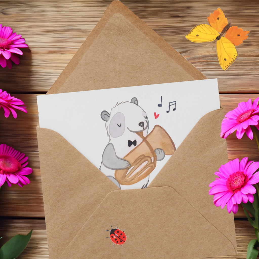 Personalized Deluxe Card Panda tenor horn Personalisierte Einladungskarte, Grußkarte mit persönlichen Nachrichten, Grußkarte selber drucken, Grußkarten personalisiert, Personalisierte Hochzeitskarte, Personalisierte Glückwunschkarte, Personalisierte Karte, Grußkarte selbst gestalten, Personalisierte Geburtstagskarte, Grußkarte mit Namen, Personalisiertere Klappkarte, Grußkarte als Geldgeschenk, Personalisierte Grußkarte, Instrumente, Geschenke Musiker, Musikliebhaber, Orchester, Blechblasinstrument, Tenorhorn, Horn, Flügelhorn, Ventil, Panda