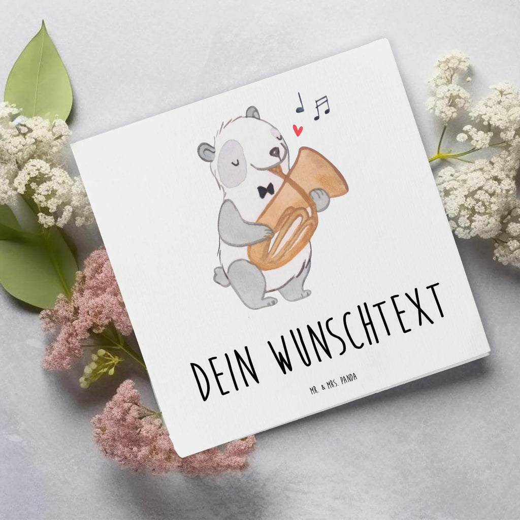 Personalized Deluxe Card Panda tenor horn Personalisierte Einladungskarte, Grußkarte mit persönlichen Nachrichten, Grußkarte selber drucken, Grußkarten personalisiert, Personalisierte Hochzeitskarte, Personalisierte Glückwunschkarte, Personalisierte Karte, Grußkarte selbst gestalten, Personalisierte Geburtstagskarte, Grußkarte mit Namen, Personalisiertere Klappkarte, Grußkarte als Geldgeschenk, Personalisierte Grußkarte, Instrumente, Geschenke Musiker, Musikliebhaber, Orchester, Blechblasinstrument, Tenorhorn, Horn, Flügelhorn, Ventil, Panda