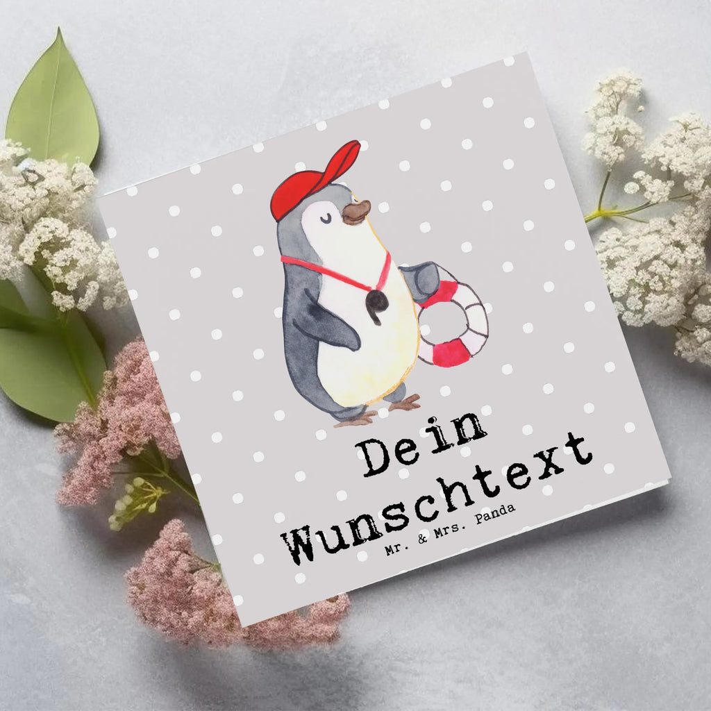Personalized Deluxe Card lifeguard Heart Personalisierte Grußkarte, Personalisierte Einladungskarte, Grußkarten personalisiert, Grußkarte selber drucken, Grußkarte mit persönlichen Nachrichten, Grußkarte mit Namen, Grußkarte als Geldgeschenk, Personalisierte Karte, Personalisiertere Klappkarte, Personalisierte Hochzeitskarte, Grußkarte selbst gestalten, Personalisierte Geburtstagskarte, Personalisierte Glückwunschkarte, Beruf, Ausbildung, Jubiläum, Abschied, Rente, Kollege, Kollegin, Geschenk, Schenken, Arbeitskollege, Mitarbeiter, Firma, Danke, Dankeschön, Schwimmschule, Schwimmverein, Freibad, Rettungsschwimmer, Bademeister, Badeanstalt, Schwimmbad, Schwimmmeister