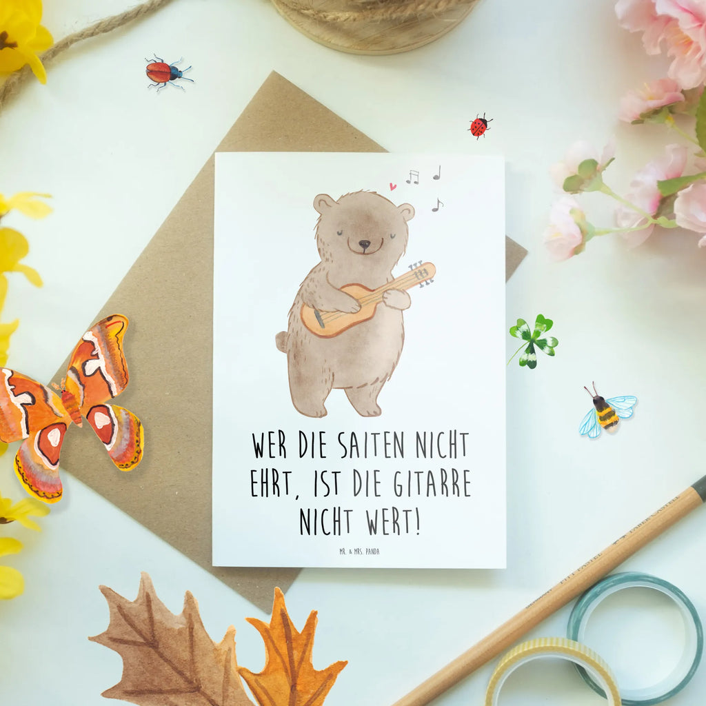 Greetings card Wer die Saiten nicht ehrt, ist die Gitarre nicht wert! Geburtstagskarte, Klappkarte, Hochzeitskarte, Glückwunschkarte, Einladungskarte, Karte, Ansichtskarten, Grußkarte, Instrumente, Geschenke Musiker, Musikliebhaber
