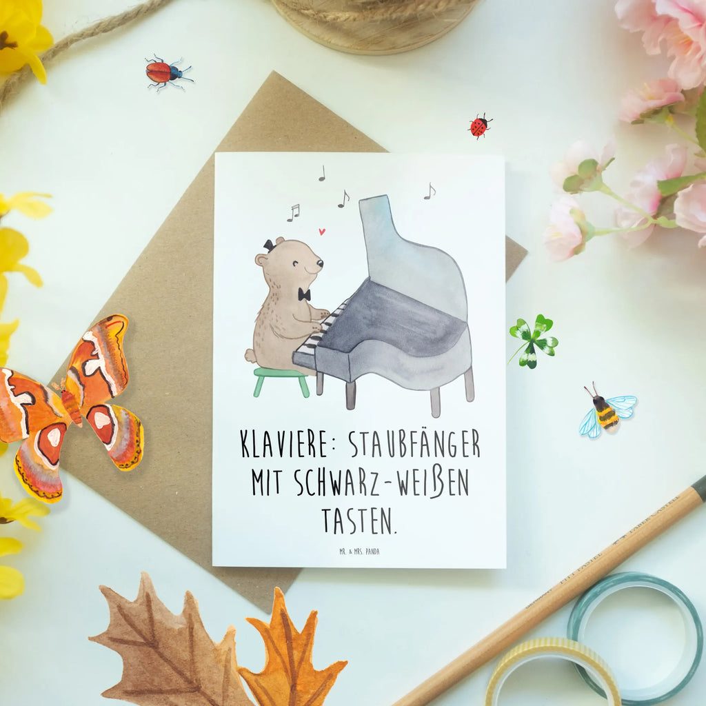 Grußkarte Klavier Staubfänger Ansichtskarten, Grußkarte, Glückwunschkarte, Klappkarte, Geburtstagskarte, Hochzeitskarte, Karte, Einladungskarte, Instrumente, Geschenke Musiker, Musikliebhaber