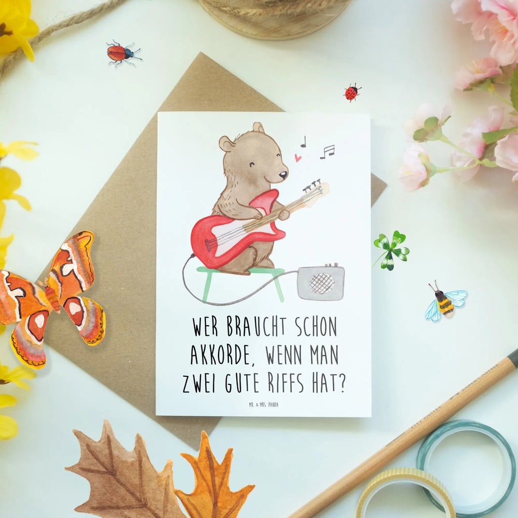 Greetings card Wer braucht schon Akkorde, wenn man zwei gute Riffs hat? Grußkarte, Glückwunschkarte, Karte, Geburtstagskarte, Klappkarte, Ansichtskarten, Hochzeitskarte, Einladungskarte, Instrumente, Geschenke Musiker, Musikliebhaber