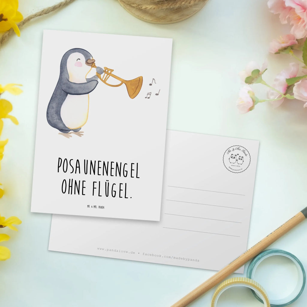 Postcard Posaunenengel ohne Flügel. Ansichtskarten, Einladungskarte, Geschenkkarte, Karte, Einladung Geburtstag, Einladung, Ansichtskarte, Grußkarte, Postkarte, Geburtstagskarte, Dankeskarte, Einladungskarten Geburtstag, Instrumente, Geschenke Musiker, Musikliebhaber