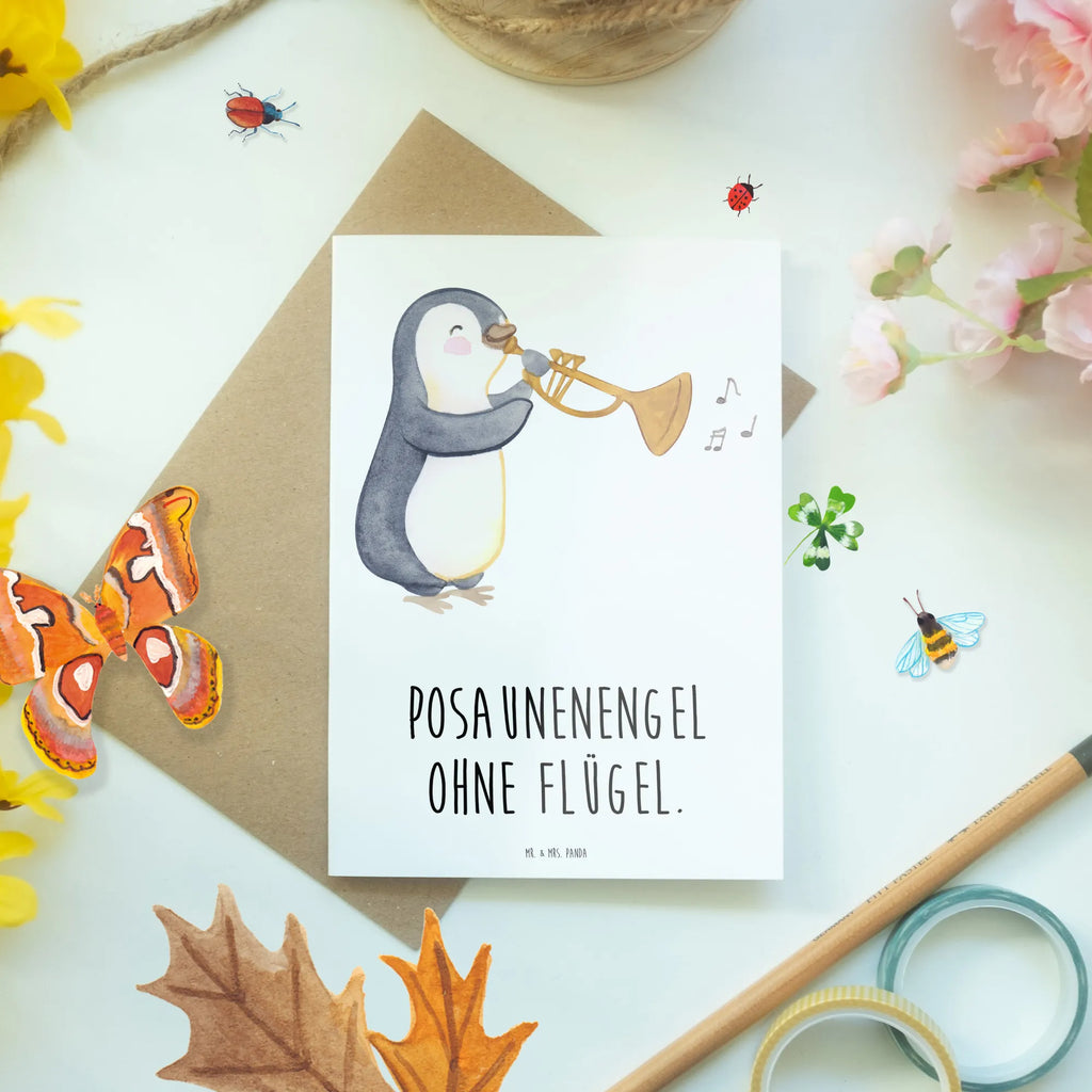 Greetings card Posaunenengel ohne Flügel. Geburtstagskarte, Karte, Einladungskarte, Hochzeitskarte, Glückwunschkarte, Klappkarte, Ansichtskarten, Grußkarte, Instrumente, Geschenke Musiker, Musikliebhaber