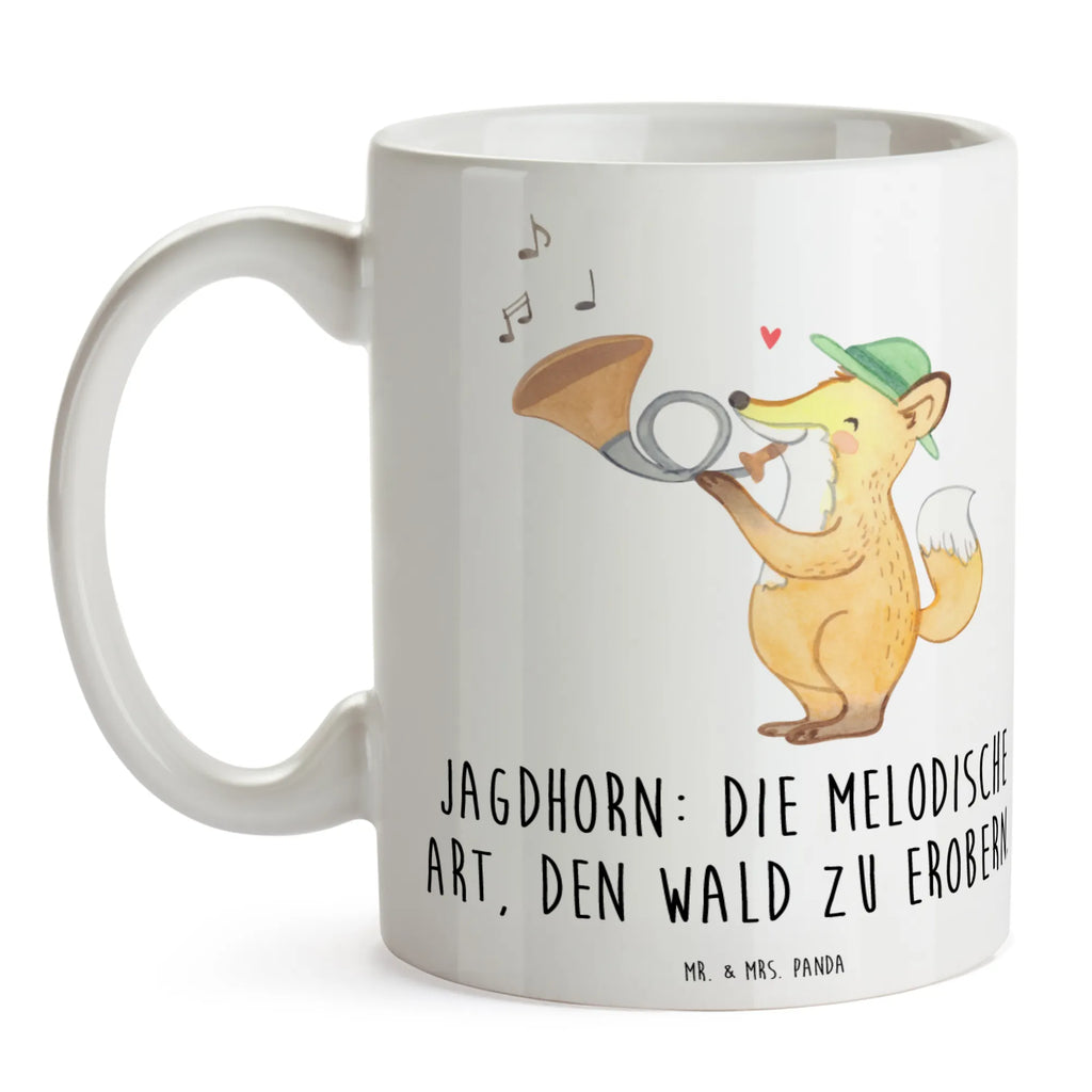 Mug Jagdhorn: Die melodische Art, den Wald zu erobern. Porzellantasse, Kaffeetasse, Tasse mit Motiven, Geschenktasse, Tasse, Keramiktasse, Tasse mit Zitaten, Bürotasse, Teetasse, Instrumente, Geschenke Musiker, Musikliebhaber