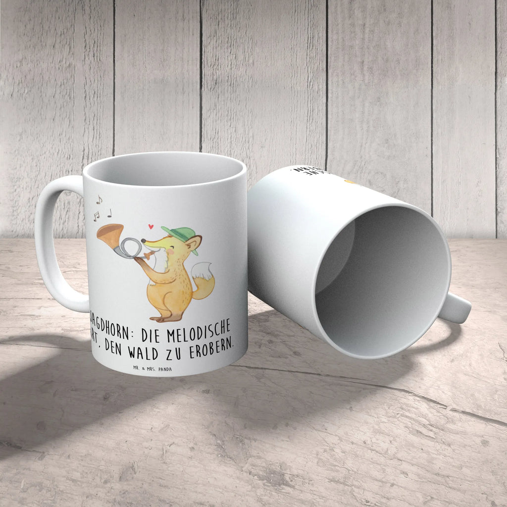 Mug Jagdhorn: Die melodische Art, den Wald zu erobern. Porzellantasse, Kaffeetasse, Tasse mit Motiven, Geschenktasse, Tasse, Keramiktasse, Tasse mit Zitaten, Bürotasse, Teetasse, Instrumente, Geschenke Musiker, Musikliebhaber