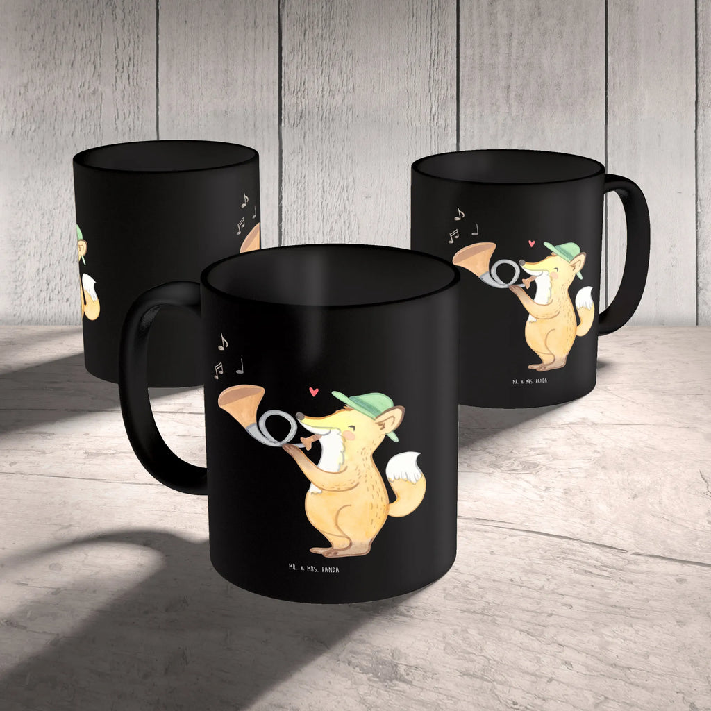 Mug Jagdhorn: Die melodische Art, den Wald zu erobern. Porzellantasse, Kaffeetasse, Tasse mit Motiven, Geschenktasse, Tasse, Keramiktasse, Tasse mit Zitaten, Bürotasse, Teetasse, Instrumente, Geschenke Musiker, Musikliebhaber