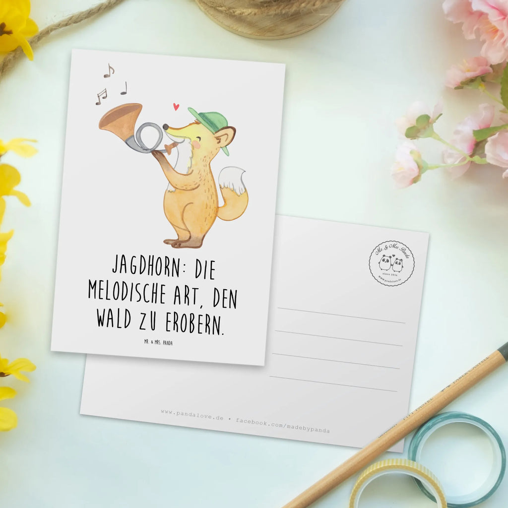 Postcard Jagdhorn: Die melodische Art, den Wald zu erobern. Einladungskarten Geburtstag, Geburtstagskarte, Karte, Einladung Geburtstag, Grußkarte, Ansichtskarte, Einladungskarte, Ansichtskarten, Dankeskarte, Postkarte, Einladung, Geschenkkarte, Instrumente, Geschenke Musiker, Musikliebhaber