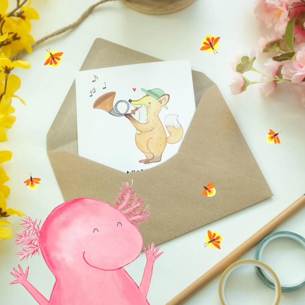 Greetings card Jagdhorn: Die melodische Art, den Wald zu erobern. Hochzeitskarte, Karte, Ansichtskarten, Geburtstagskarte, Klappkarte, Einladungskarte, Grußkarte, Glückwunschkarte, Instrumente, Geschenke Musiker, Musikliebhaber