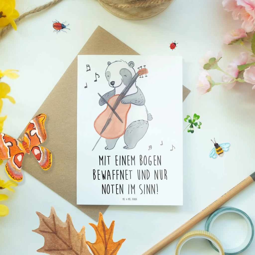 Greetings card Mit einem Bogen bewaffnet und nur Noten im Sinn! Geburtstagskarte, Ansichtskarten, Karte, Einladungskarte, Grußkarte, Hochzeitskarte, Klappkarte, Glückwunschkarte, Instrumente, Geschenke Musiker, Musikliebhaber